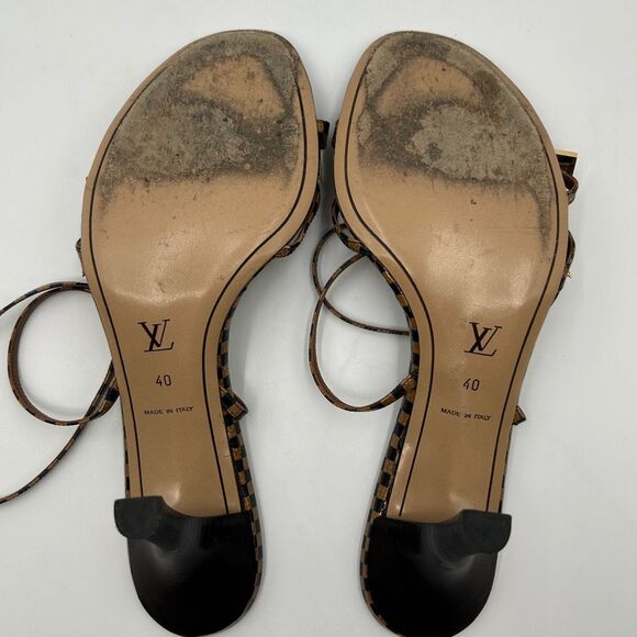 Louis Vuitton LV Damier Ebene Patent Heels Sandals EU 40 US 10 - Picture 10 of 12
